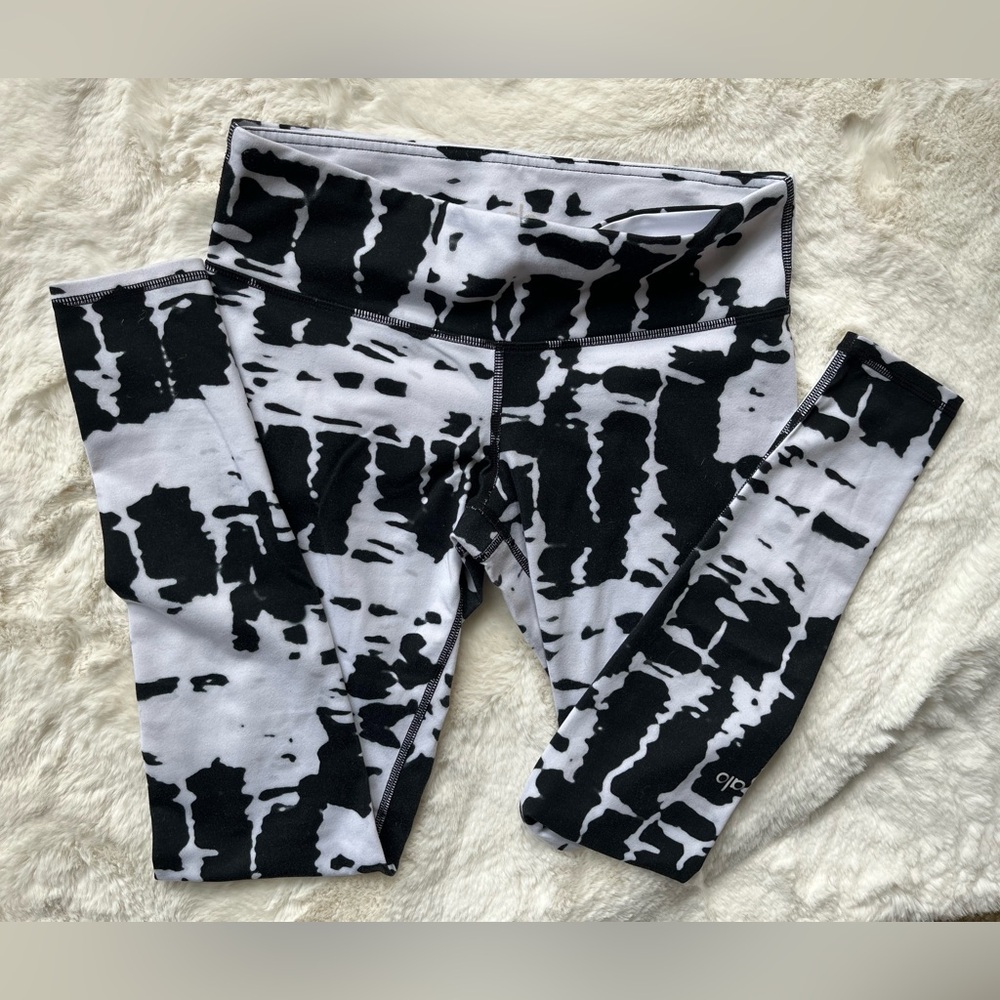 ALO Yoga Black white gray Monochrome Abstract Leggings, small